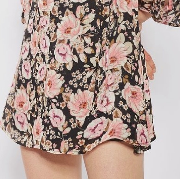 Topshop Peony Print Tie Sleeve Dress - Picture 3 of 5